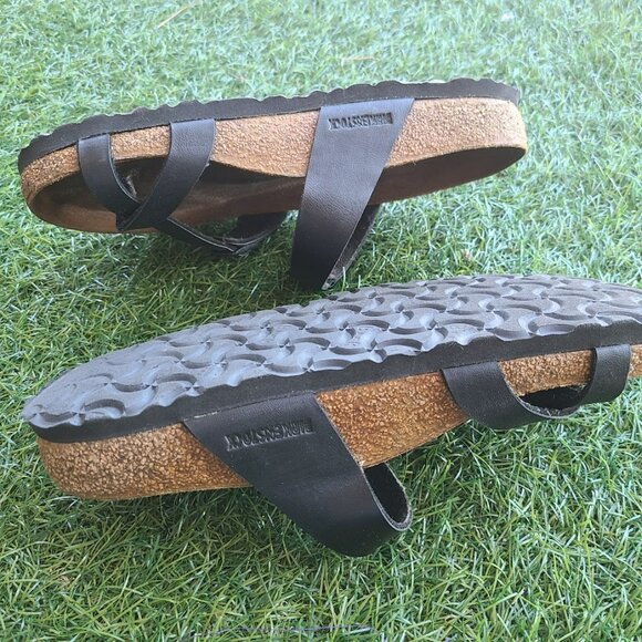 Birkenstock Mayari Black Leather Sandals Women’s 37 ( 6.5-7 ) | Strappy Toe Loop - Picture 7 of 11